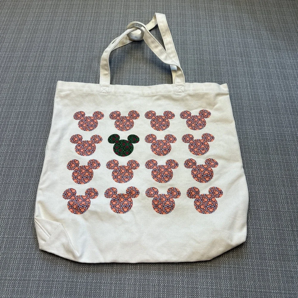 Disney Vera Bradley Mickey Mouse Canvas Tote Bag Woodlark Off White